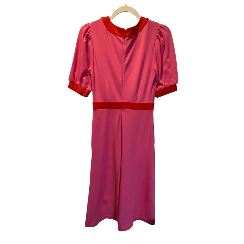 BODEN Petra Ponte Dress Sangria Sunset Color Block Sz 2 NEW Pink Midi - Picture 9 of 10